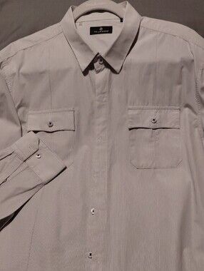 7 Diamonds Men's Pale Blue Micro-Striped Dress Shirt